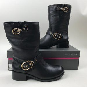 Vince Camuto WILAN Mid Calf Riding Boot Black/Gold